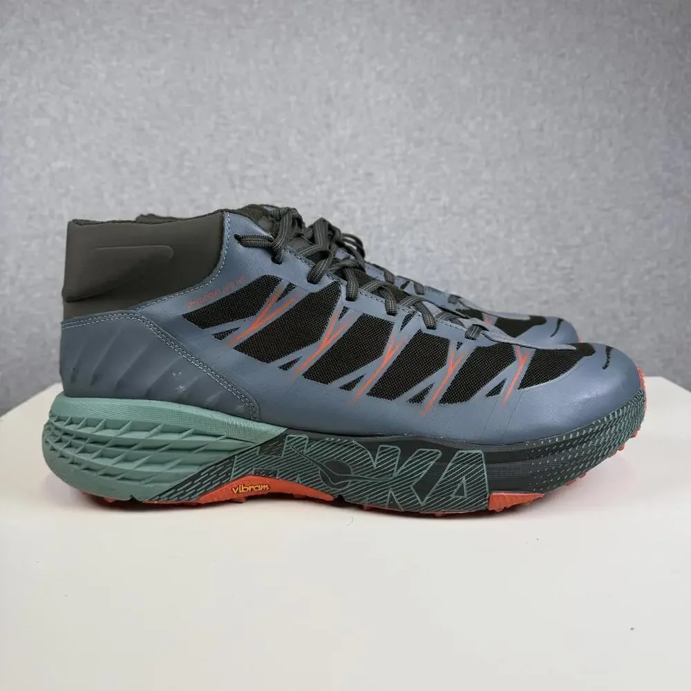Hoka One One Speedgoat Mid WP Trail Grey Green Blue Men 14 NO INSOLES